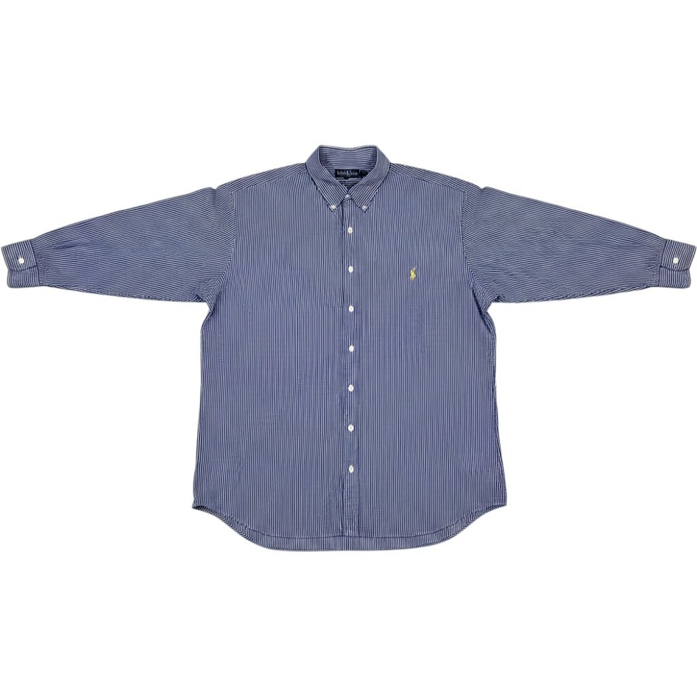 Ralph Lauren Classic Fit Shirt Mens 3XB Big Blue White Stripe Button Down Preppy